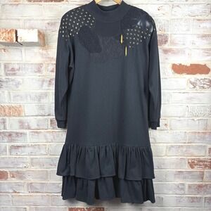 Rare Vintage 1980s EnChante Chemise Ruffle Hem Whimsigoth witchy Midi Dress USA